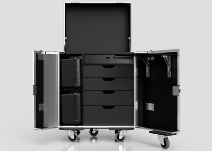 Backline Workbox Case With 4 drawers Plus 2U Rack Drawer