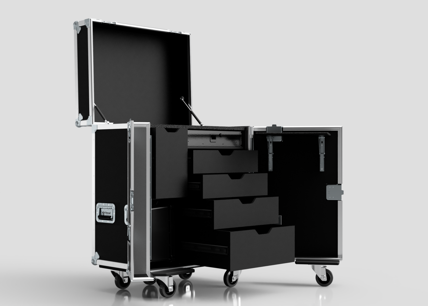 Backline Workbox Case With 5 drawers Plus 2U Rack Drawer