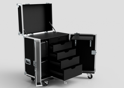 Backline Workbox Case With 4 drawers Plus 2U Rack Drawer